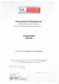 Zulassung als Praxispartner der BA Sachsen / Glauchau